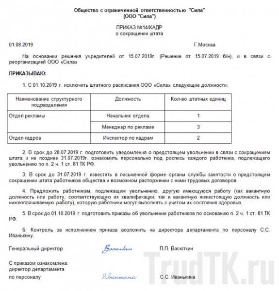 Выплаты при сокращении работника в 2019: трудовой кодекс, пример расчета