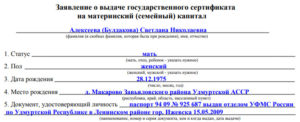 Заявление на использование материнского капитала образец бланк