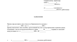 Заявление на прием работу время декретного отпуска образец