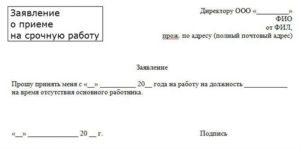 Заявление на работу на период декретного отпуска основного работника
