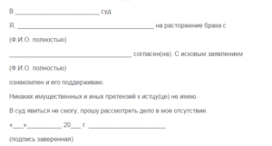 Заявление на развод без моего участия образец