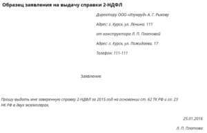 Заявление на справку 185н