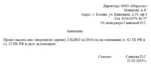 Заявление на справку 185н