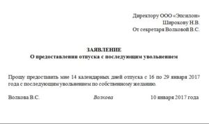 Заявление на увольнение с отпуском вместо отработки бланк