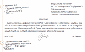 Заявление о переносе отпуска на другой месяц образец веская причина