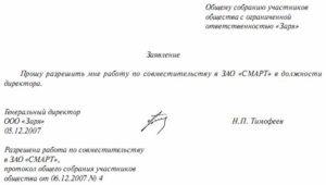 Заявление о приеме на работу генерального директора образец