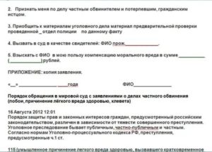 Заявление о привлечении к ответственности за нанесение телесных повреждений