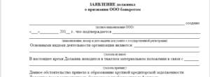 Заявление о признании должника банкротом образец бланк