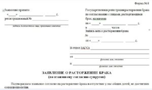 Заявление о расторжении брака образец бланк