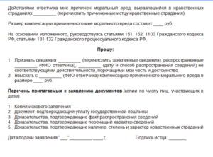 Заявление о унижении чести и достоинства