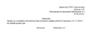 Заявление об изменении графика работы образец бланк