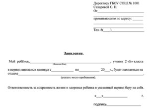 Заявление от родителей в школу об отсутствии