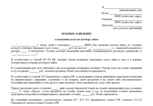Заявление в банк от физического лица о взыскании долга