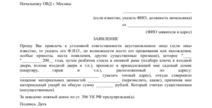 Заявление в полицию, образец