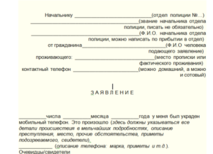 Заявление в полицию, образец