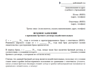 Заявление в суд о признании кредитного договора недействительным