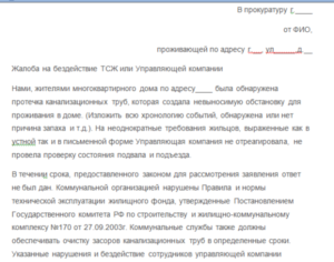 Заявление в жкх на жалобу о запахе из подвала