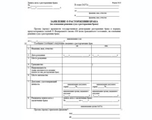 Занс заявление на развод форма 8 скачать