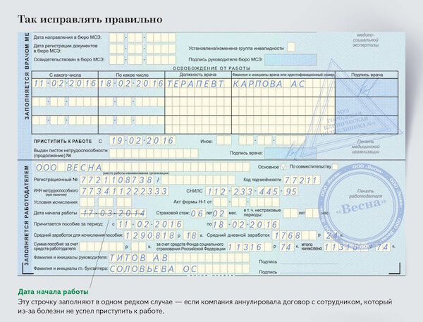 Заполнение больничного листа: что заполнять врачу, а что начальнику