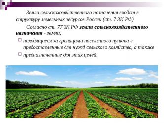 Земли сельхоз назначение правила