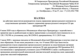 Жалоба генеральному прокурору чайке
