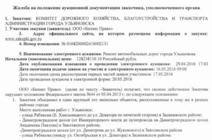Жалоба на положения документации о закупке в суд