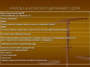 Жалоба в Конституционный суд образец бланк
