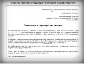Жалоба в трудовую инспекцию на работодателя после увольнения за полный расчет