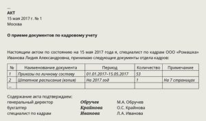 Журнал регистрации актов приема передачи дел в архив